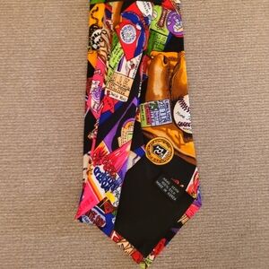 Nicole Miller Silk Tie – Vintage Baseball Ticket Print